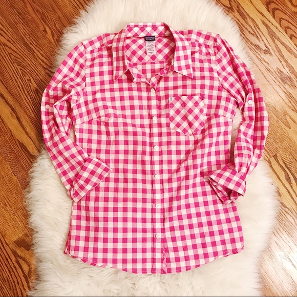 Patagonia Tops - Patagonia | Gingham Plaid Pink Button Down Size 2